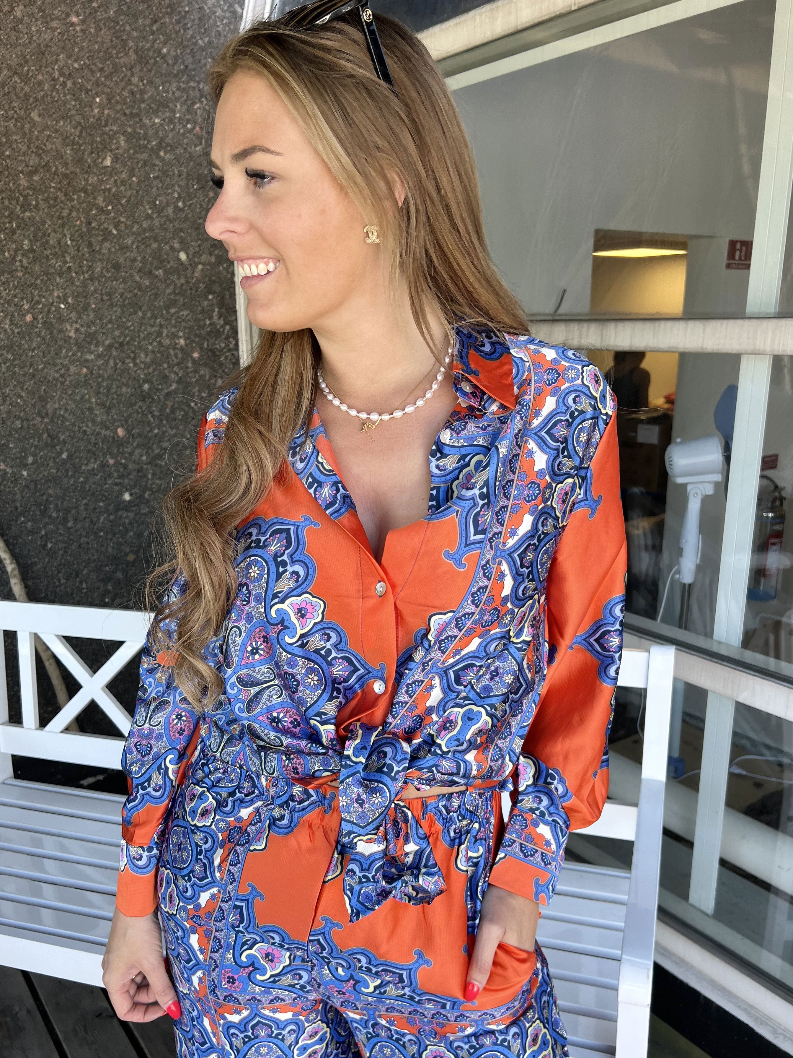 Mali - Paisley mønstret skjorte i silkelook